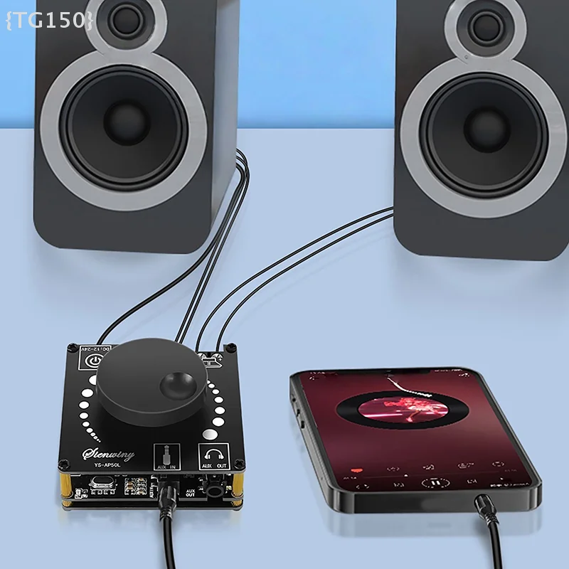 

【F2-TG150】1 комплект стереоусилителя 3.5 мм AUX USB APP DC12V-24V YS-AP50L с поддержкой Bluetooth 5.0, мощность 50 Вт+50 Вт, цифровая плата усилителя