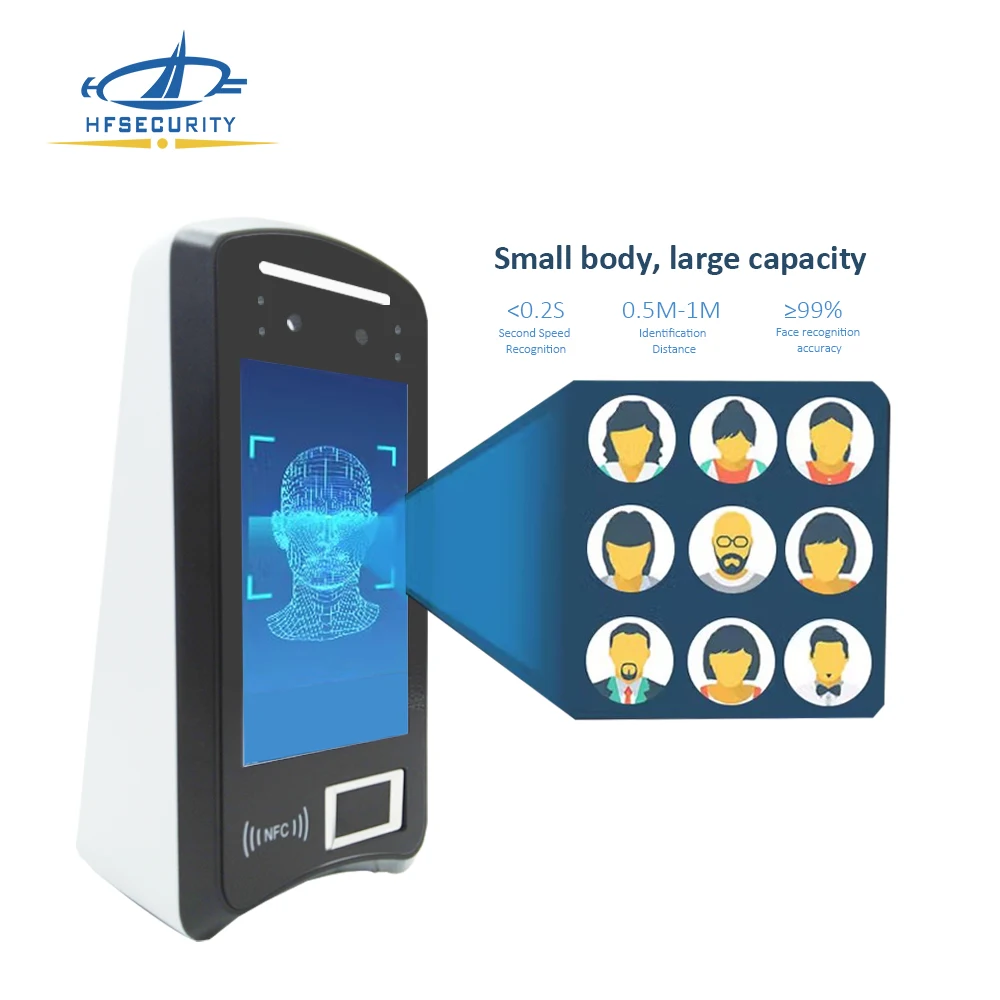 HFSecurity X05 Face Time Recorder Free SDK Android 11 Face Fingerprint Recognition Access Control Devices with POE SMS Function