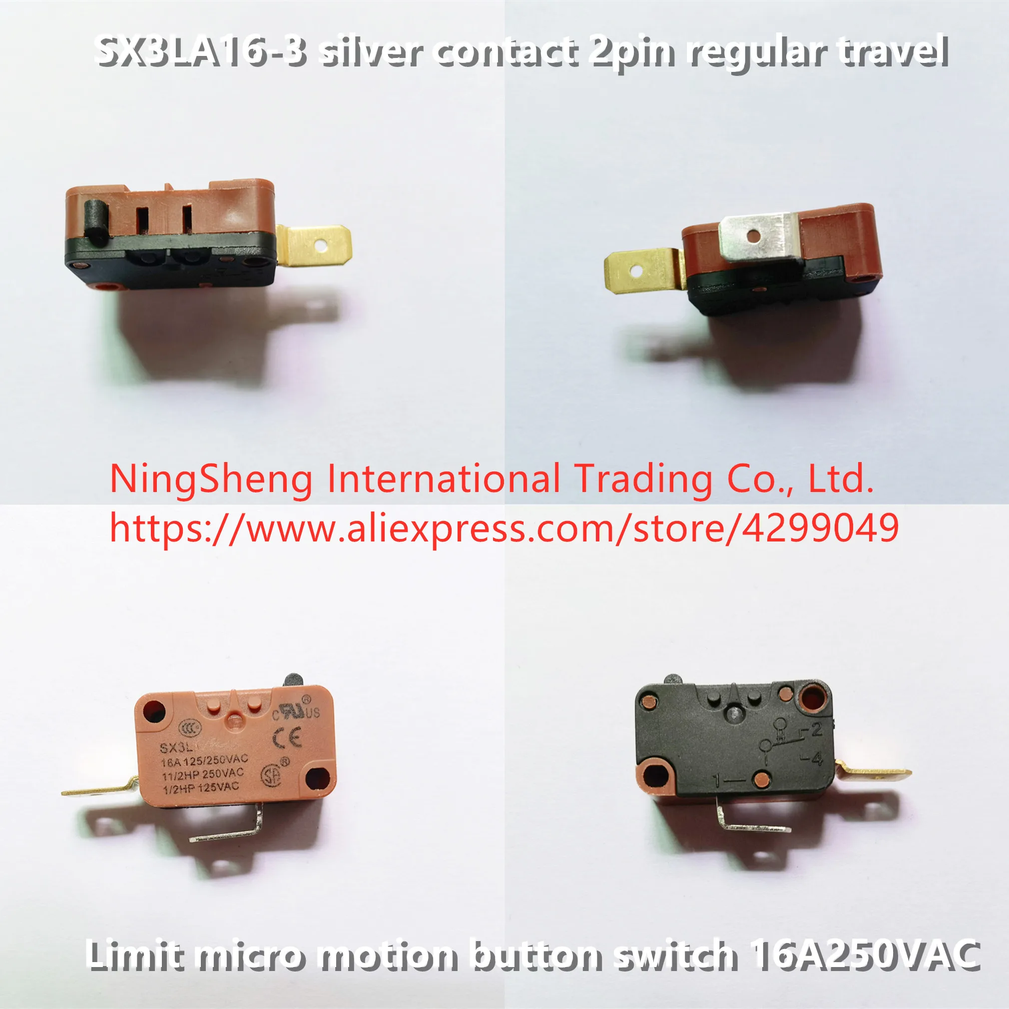 Original new 100% SX3LA16-3 silver contact 2pin regular travel limit micro motion button switch 16A250VAC