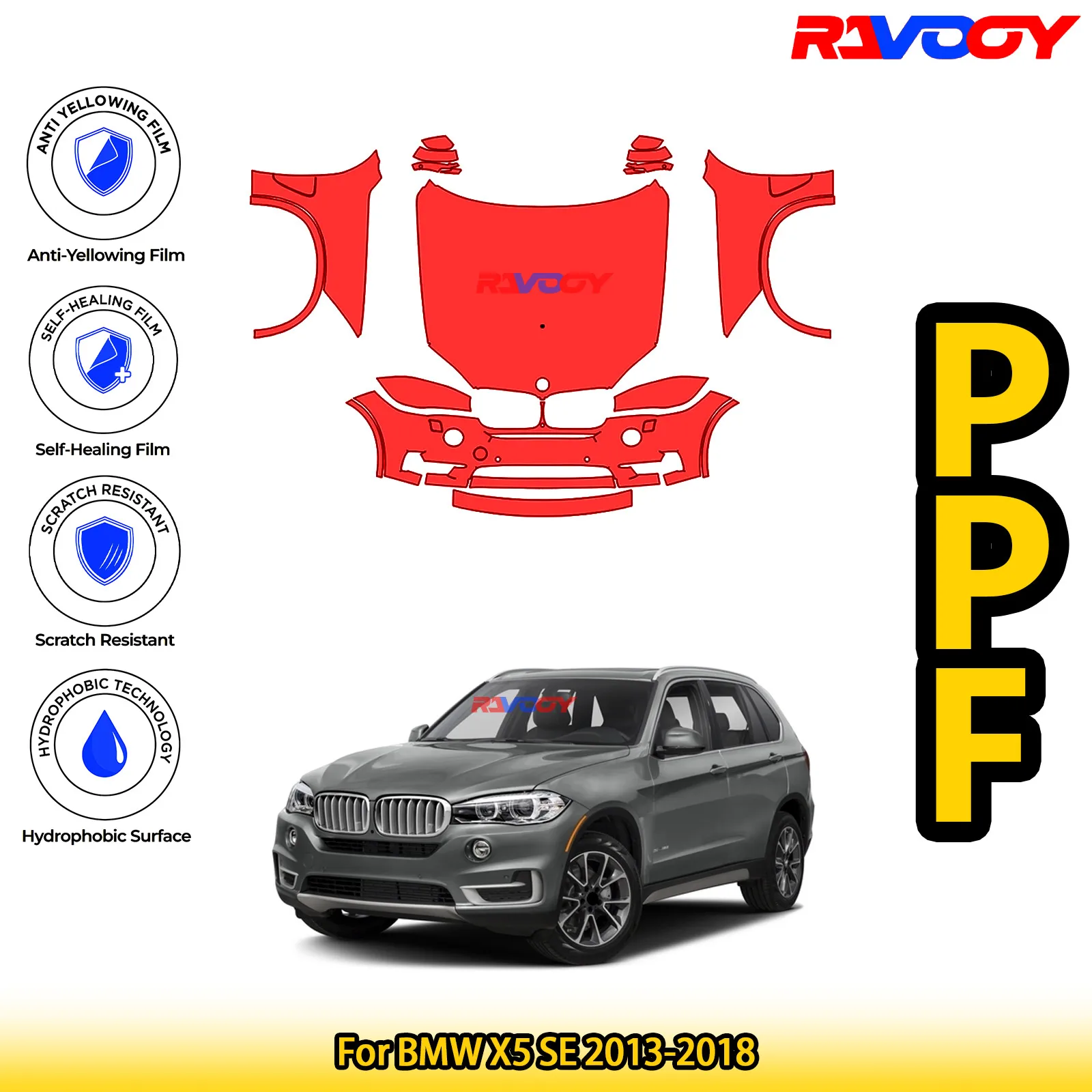 

Для BMW X5 SE 2013-2018 глянцевая матовая черная предварительно вырезанная передняя защитная пленка PPF Kit