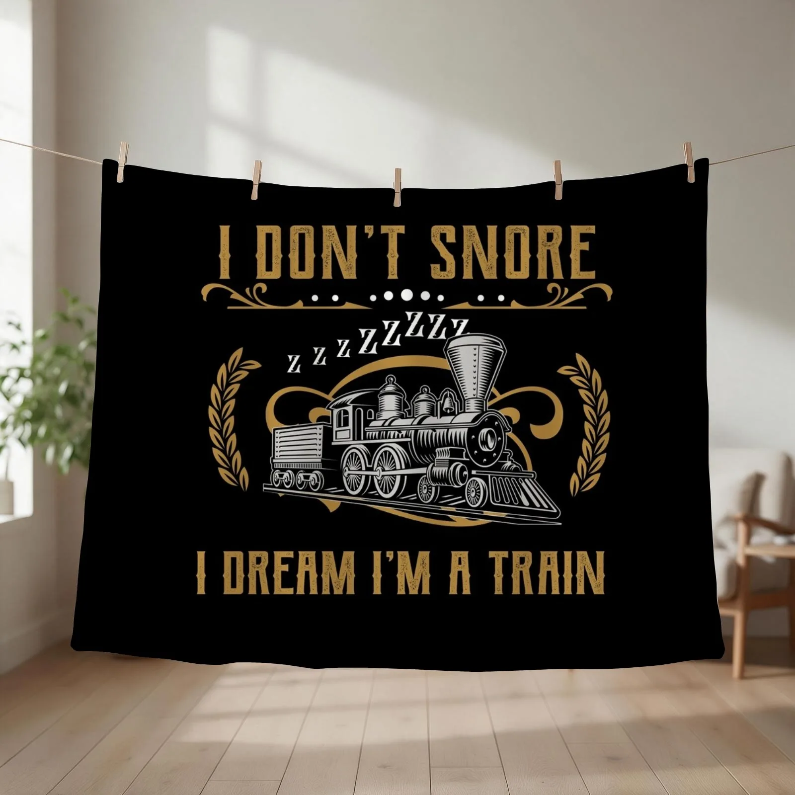 I don't snore i dream i'm a Train - Funny Train Lover Gift Throw Blanket couch cozy soft plush fuzzy picnic outdoor blanket