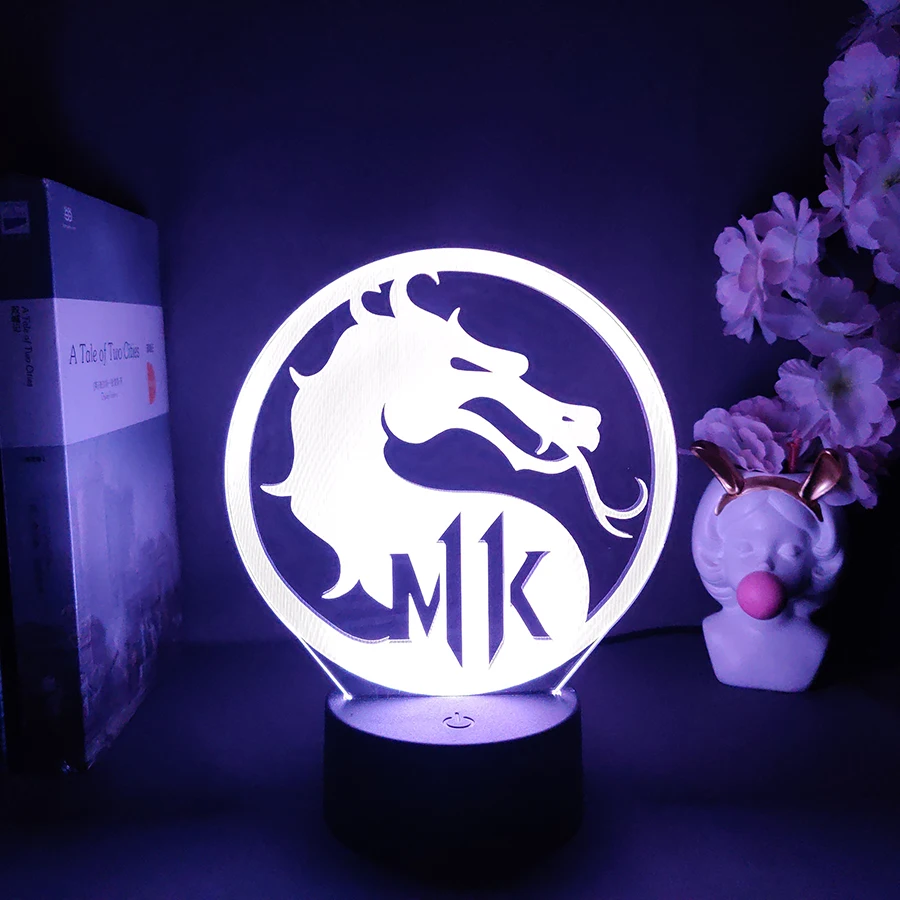 Game Mortal Kombat 11 Logo Night Light LED Touch Sensor Colorfu Dragon Nightlight for Kids Child Bedroom Decor Gift Table Lamp