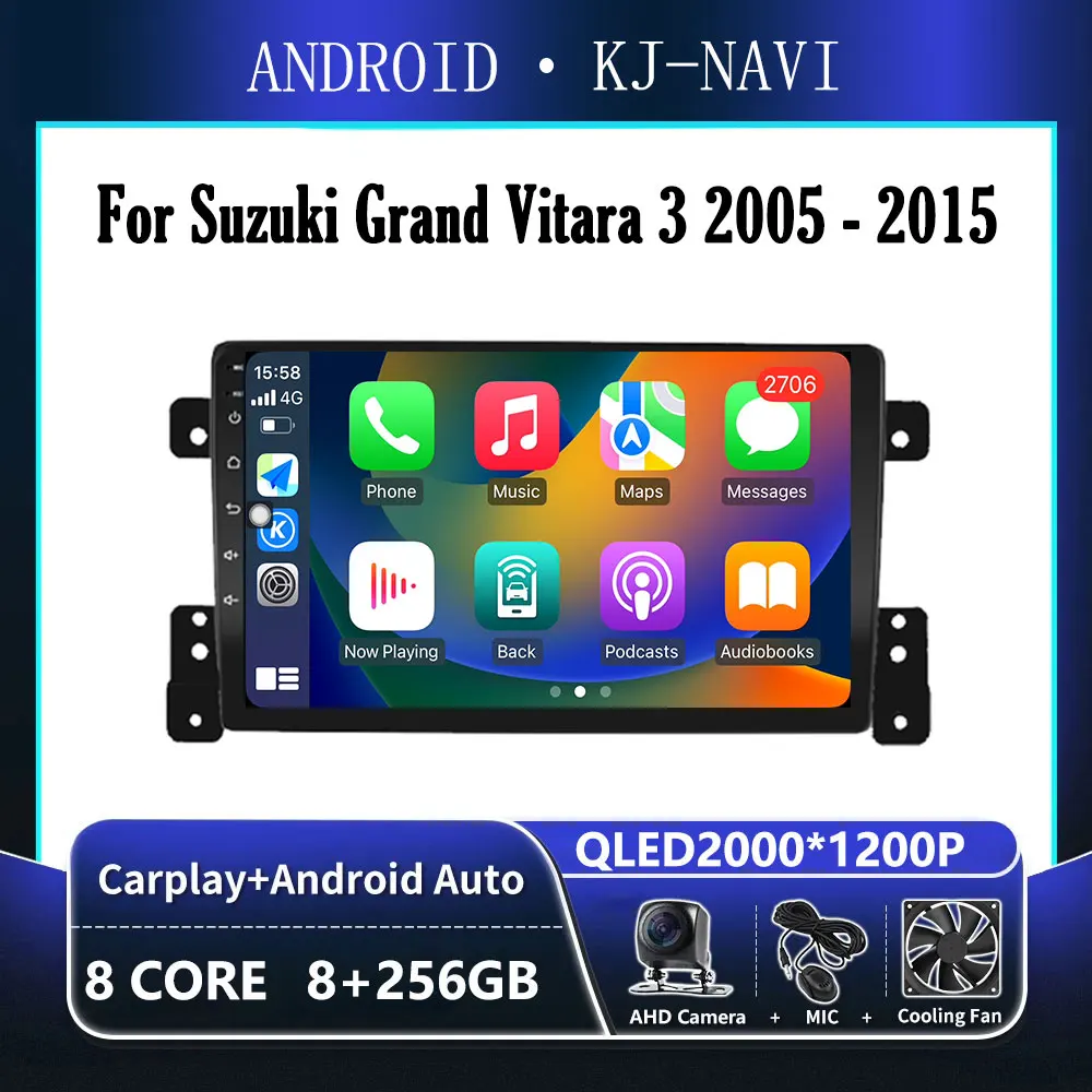 

Android 14 Carplay For Suzuki Grand Vitara 3 2005 - 2015 Audio Stereo Car Radio Multimedia Player GPS Navigation WIFI 2 din DSP