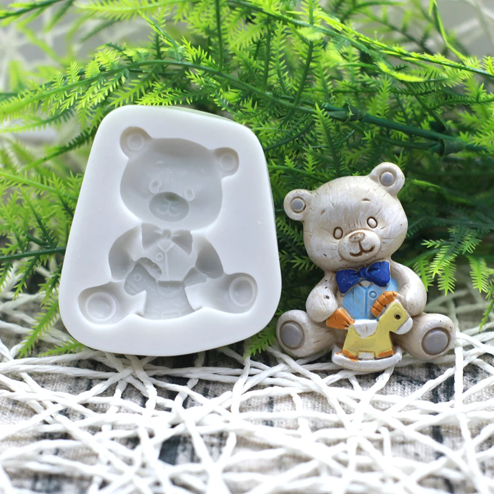 3D Bear Series Silicone Mold Candy Clay Resin Mould Fondant Molds Baby Birthday Cake Decorating Tools Chocolate Gumpaste Moulds