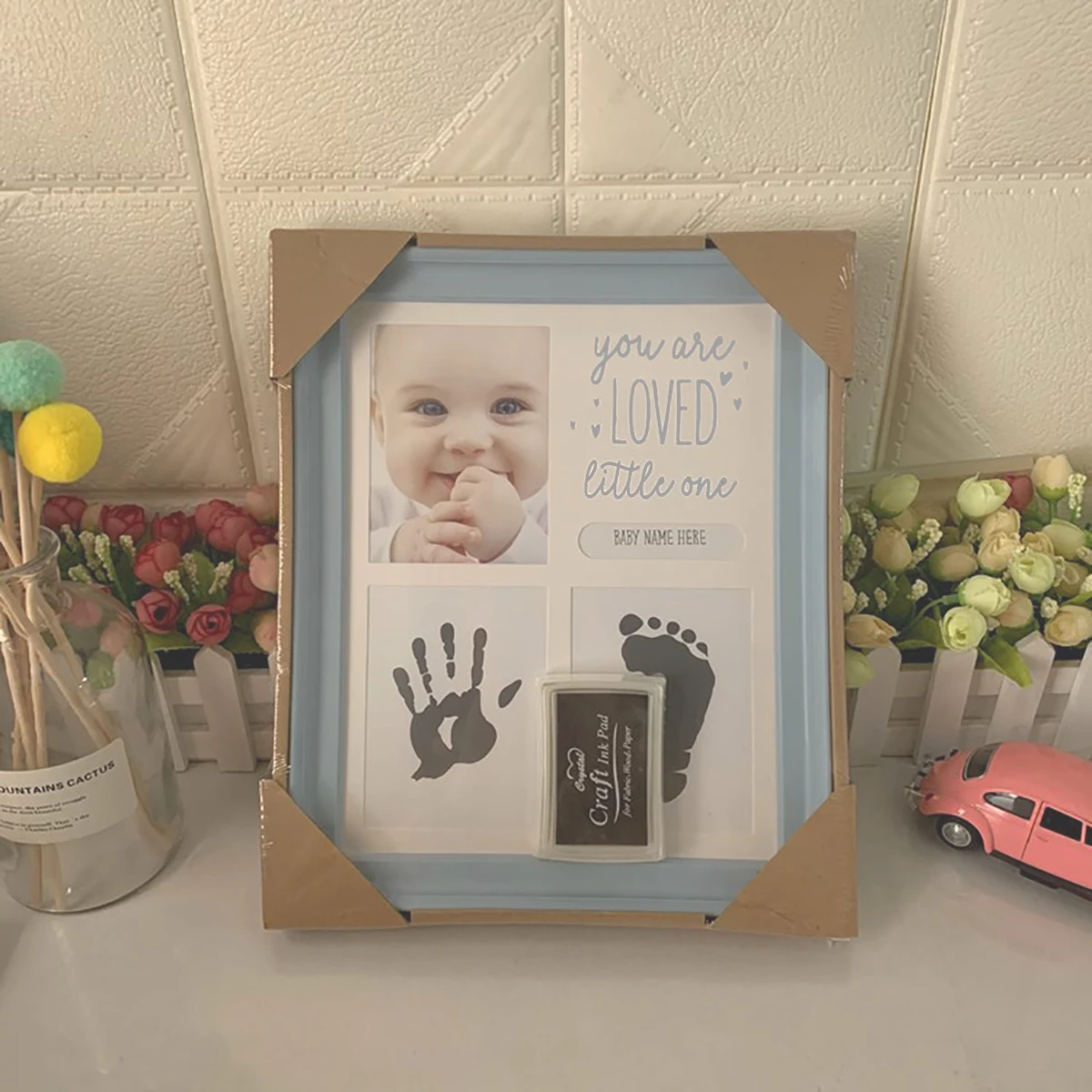 1pc Baby hand and foot prints souvenir 100 days old baby foot and foot footprints newborn picture frame full moon gift