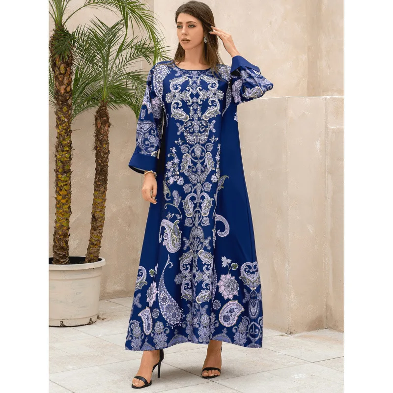 Robe de Style arabe à manches longues pour femmes, brodée de corde à la mode, décontractée et confortable