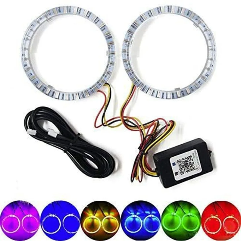 

2PCS RGB App Control Angel Eyes 80mm 95mm Automotive Led Headlights Halo Rings Dynamic Car Motorcycle Angel Eyes Turn Signal