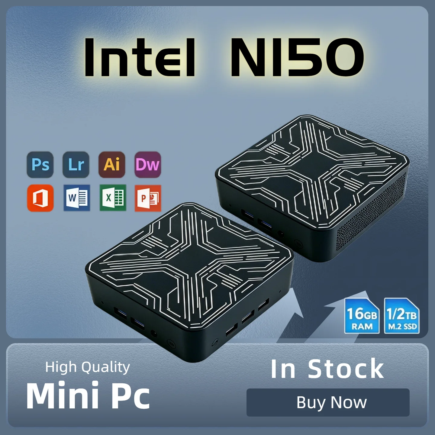Portable Mini PC Intel Core N150 Gamer  Mini Computer 16GB RAM 512GB 1TB SSD 1000M Ethernet Gaming PC Desktop