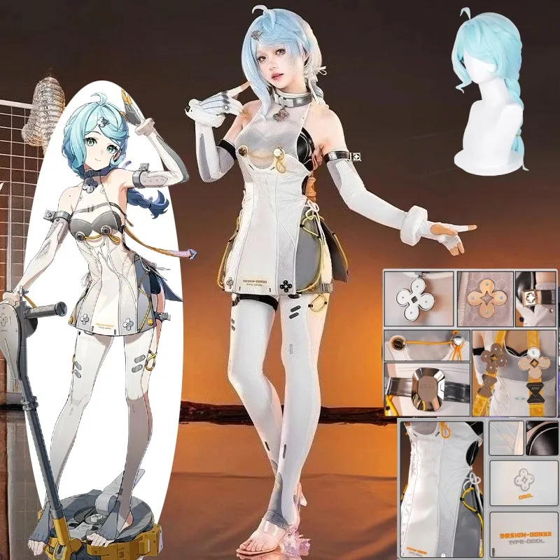 

Game Zenless Zone Zero Seed Cosplay Costume Kawaii Sexy White Punk Jumpsuit Wig Suit for Women Halloween ZZZ Roleplay Outfits
