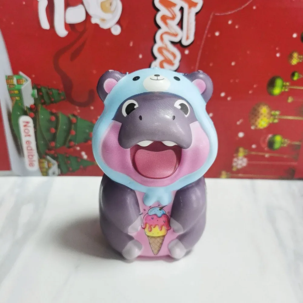 Cute Cartoon PU Hippo Squeeze Toys Ornaments Hippopotamus Decompression Toys Stress Relief Rebund Christmas Gifts Kids Adults