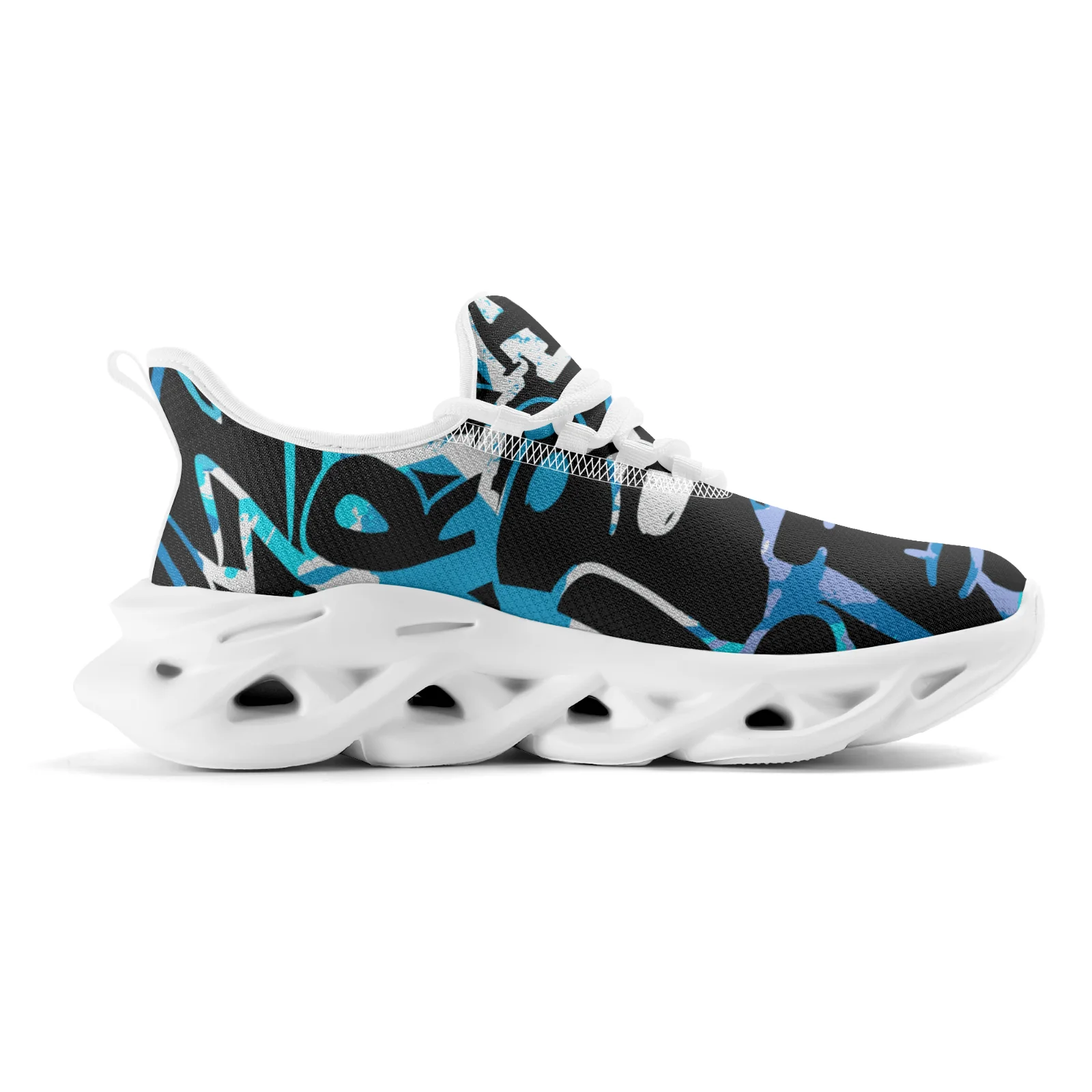 أحذية رياضية بنمط فني باللونين الأزرق والأسود للرجال والنساء خفيفة الوزن للمشي والجري أحذية شبكية برباط EUR36-48