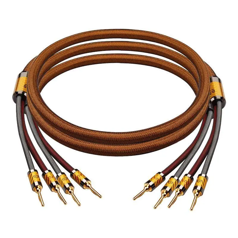 Fever 7N single crystal copper silver-plated banana head speaker cable, power amplifier, main and auxiliary speakers, audio cabl