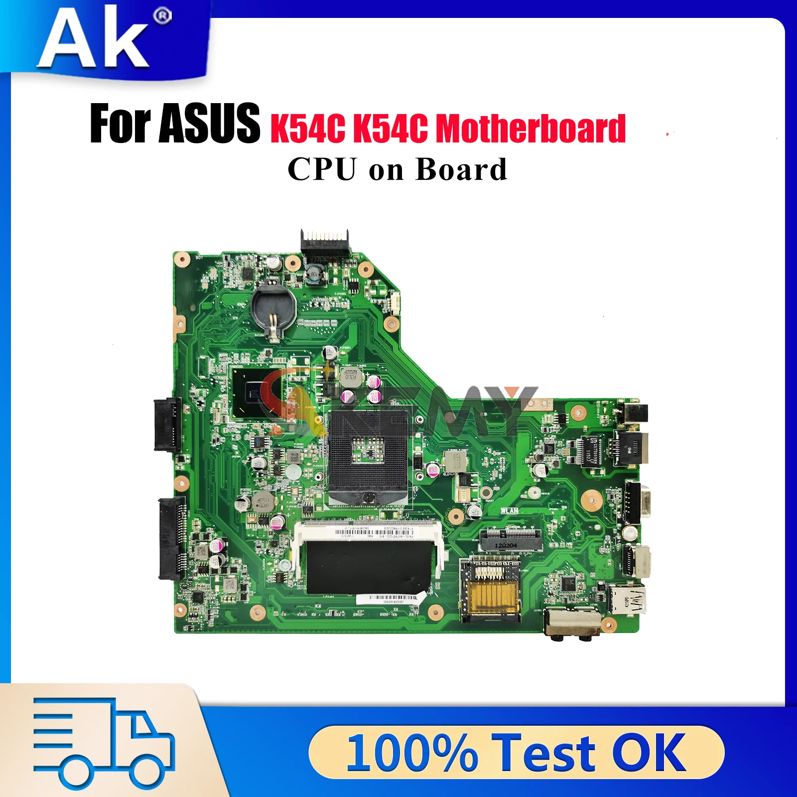 

K54C Laptop Motherboard For ASUS K54C K54C Notebook Mainboard With Celeron CPU 100% tests OK fast shipping High quality