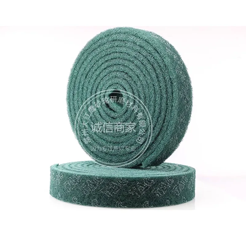 8698/7447 Industrial Scouring Pad Green Brushed Cloth Nylon Roll Rust Removal Cloth for Decontamination Fine Rough Polishing Pad