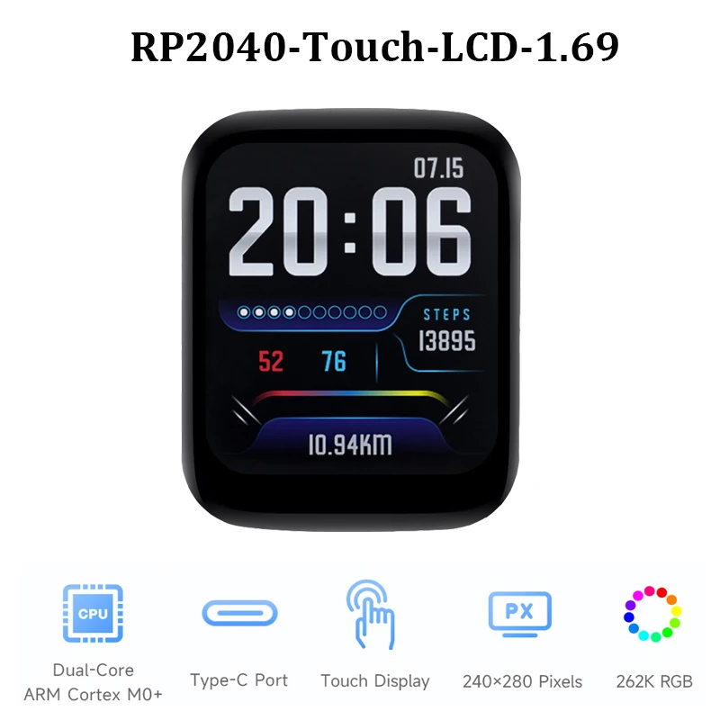 Carte de développement de microcontrôleur, écran tactile LCD, 1.69 pouces, 240x280 RP2040, processeur touristes-core Arm, prise en charge C/C ++, microchirurgie tionné, Ardu37