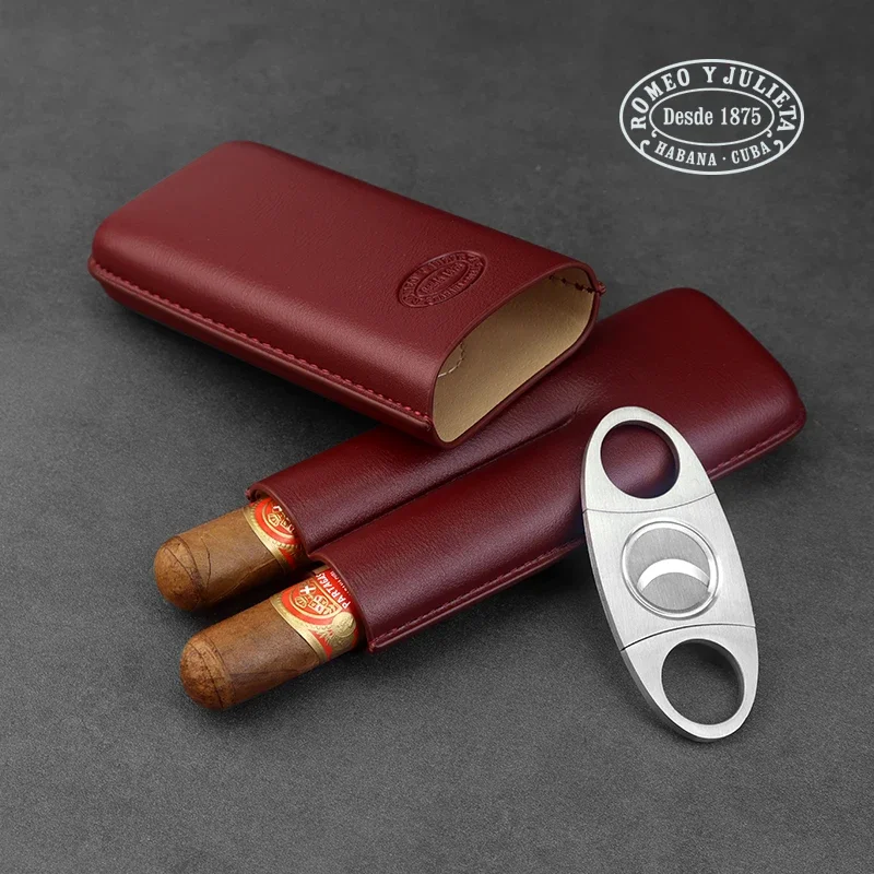 Genuine Leather Cigar Tube Cuba Cigar Box Romeo 2-Pack Portable Cigar Case Personalized Moisturizing Smoking Accessories