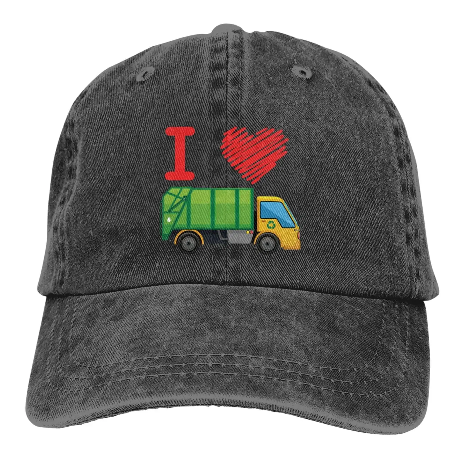 

I Love Trash Garbage Trucks Baseball Cap For Men Women Adjustable Vintage Washed Denim Cotton Cap Outdoor Sports Summer Unisex