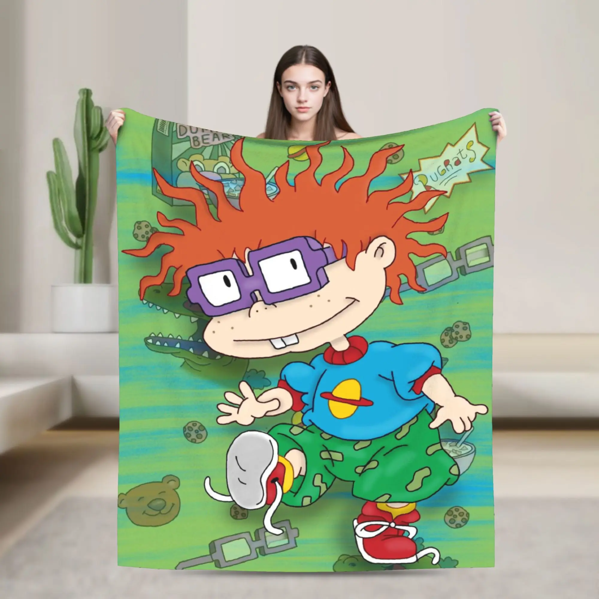 Cartoon R-Rugrats Throw Blanket for Couch  Soft Fuzzy Plush Blanket 50x60 Inches Multi-size Bedspread for All Seasons