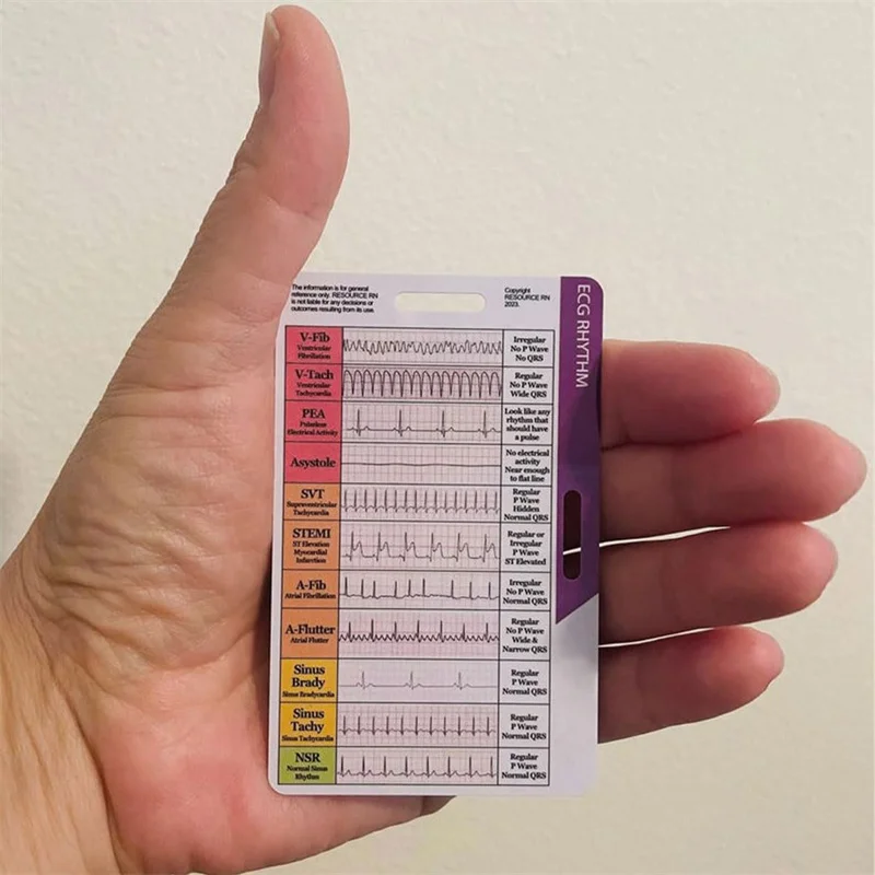 EKG Rhythm Interpretation Badge Card ECG/EKG Rhythm Pocket Card Double Sided Design ECG Rate Pocket Cards EKG Calipers