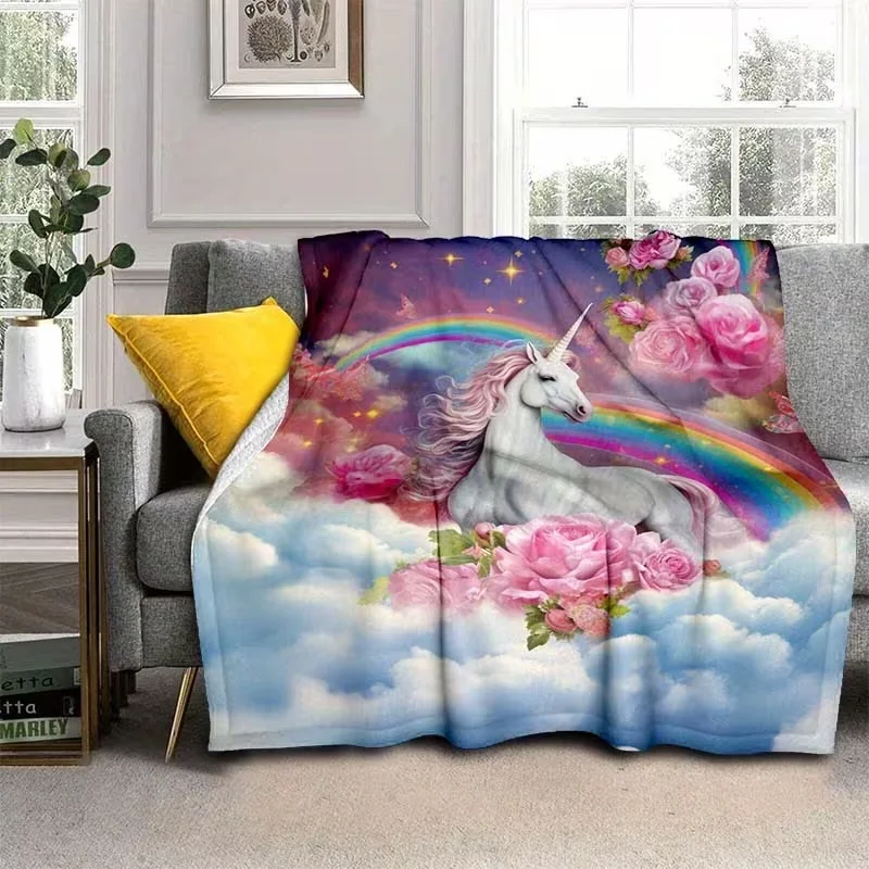 Magical Cloud Unicorn Flannel Blanket for Girls