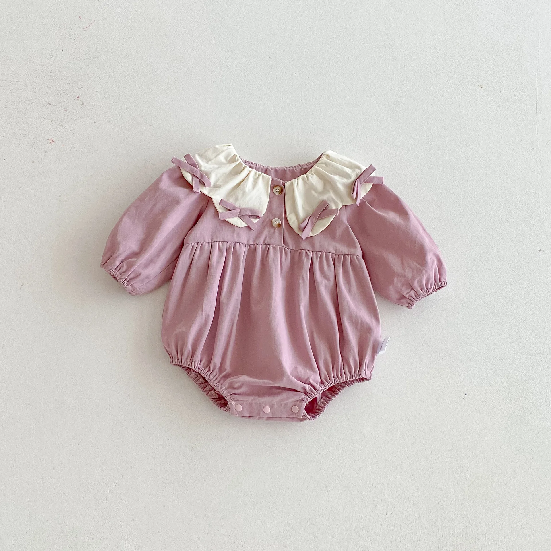 Children Cute Cotton Baby Girls Bow Bodysuit Bowtie Long Sleeve Clothes 2025 Autumn Infant Newborn Princess Outfits