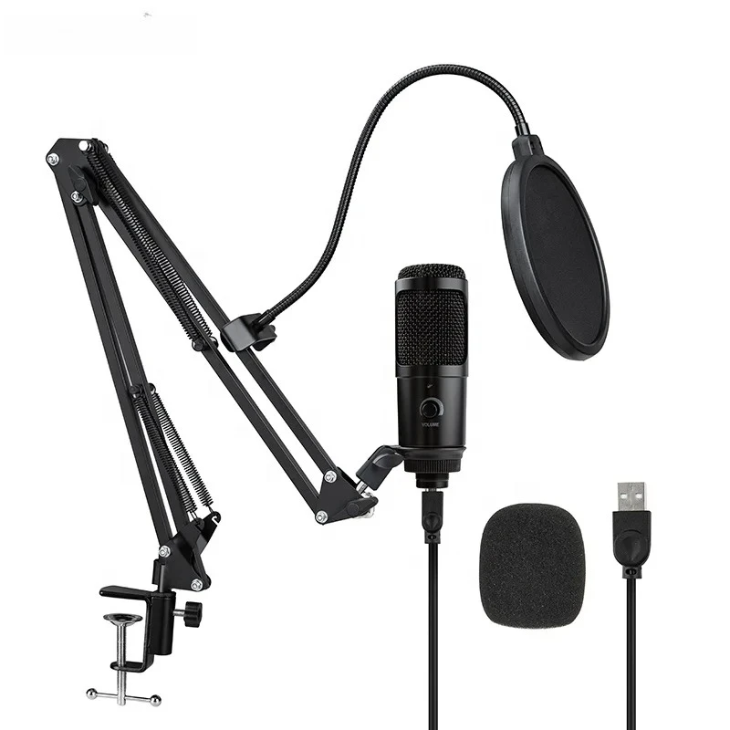 

New design BM009UX condenser microphone USB studio microphone recording with adjustable stand for live gaming