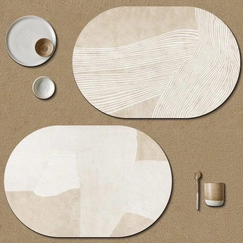 Nordic Style Oval PU Leather Placemat Waterproof And Oil-Proof Table Mats Western Restaurant Heat-Insulating Mats
