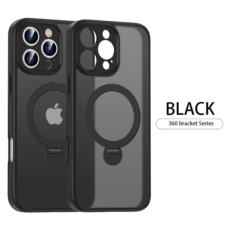 

for iPhone16 Matte fulcrum case for all-inclusive Apple 16promax Rotating Invisible Stand magnetic phone case