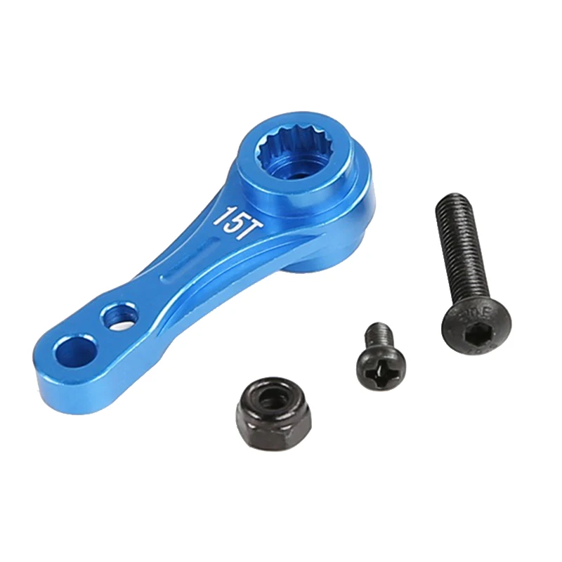 CNC Metal 15/17T Double-Sided Tooth Servo Arm for LOSI 5IVE-T ROVAN LT ROVAN ROFUN KM HPI BAJA 5B 5T 5SC-Blue