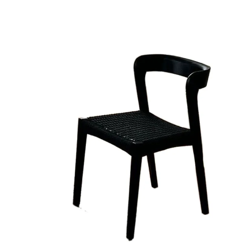 

Nordic solid wood rope designer backrest retro home tables and chairs, simple casual medieval chairs