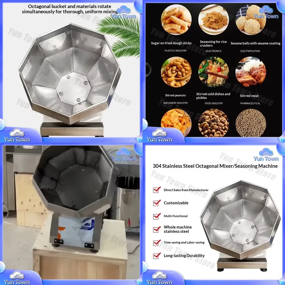 Seasoning Tumbler Machine Drum Mixer Octagon Mixer for Snack Food Potato Chips Puffed Food