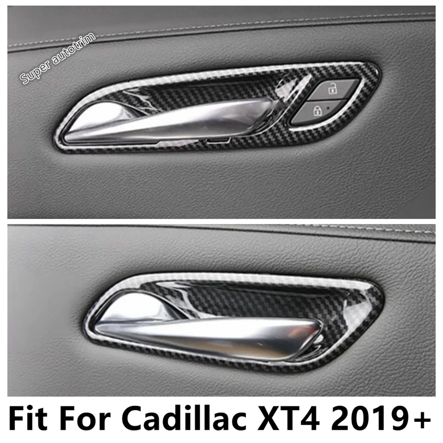 

Car Inner Door Armrest Handle Bowl Frame Decoration Cover Trim For Cadillac XT4 2019 - 2021 Carbon Fiber Accessories Interior