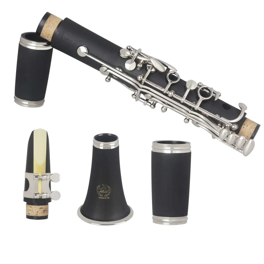 MBAT Bb Clarinet 17 مفتاحًا مع حلقات هيكل Ebonite الأسود ومفاتيح فضية، نظام منظم مزدوج أداة آلات النفخ الخشبية الاحترافية #6