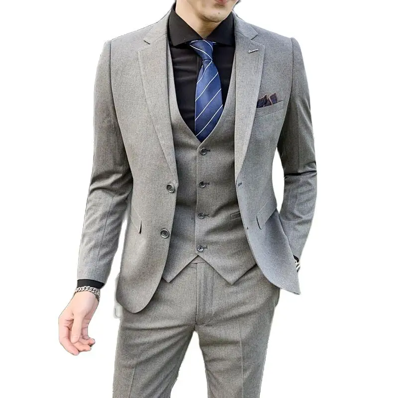 

2022 Men's Plus Size S-5XL (suit + Vest + Trousers) High-end Fashion Business Professional Young Office Workers Wedding Dress