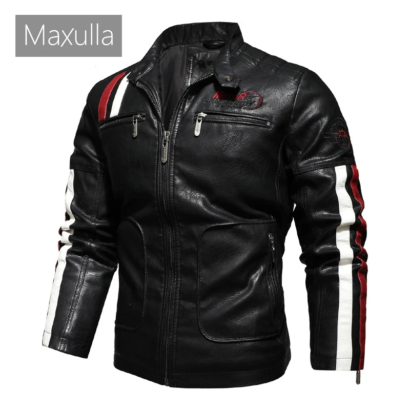 Winter Men's PU Leather Jackets Casual Mens Windbreaker Motorcycle Jacket Fashion Man Streetwear Biker Leather Coats Clothing