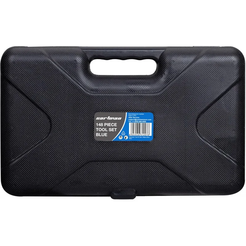 مجموعة أدوات يدوية منزلية عامة مكونة من 148 قطعة مع حقيبة تخزين صندوق أدوات بلاستيكية باللون الأزرق