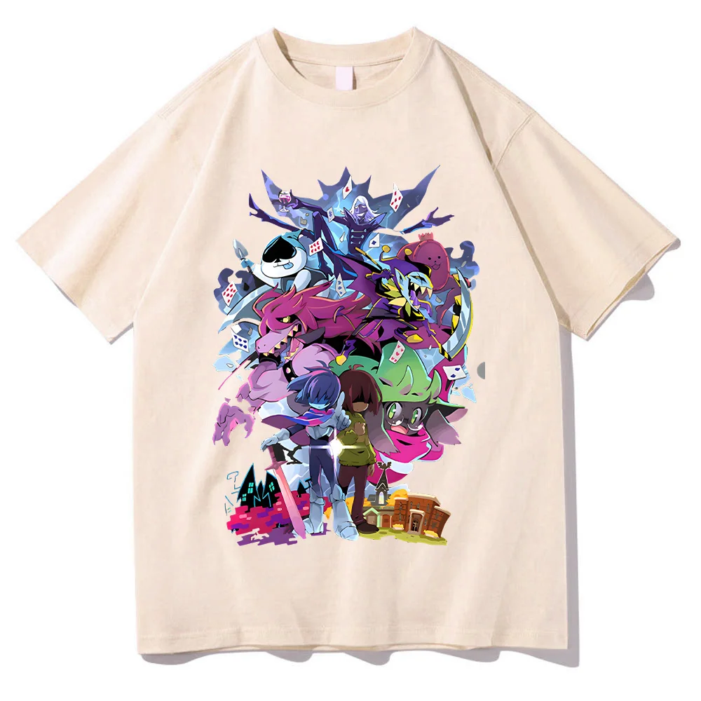 Deltarune Merch Charaktere Artwork T-Shirt Vollständiges Cast-Design Fan-Bekleidung Herren Deltarune Spiel Baumwoll-T-Shirt Lustiges Loses Unisex-Tee – Detail 9