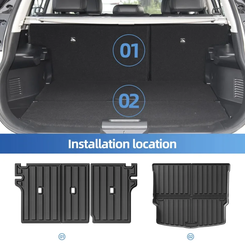 For Nissan Rogue AWD 2021-2025 TPE 3D Car Floor Mats Trunk Pad Accessories Black (Not For Select&Sport Models)