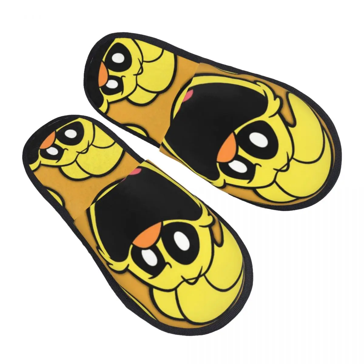 Custom Yellow Smiling Big Mouth Chicken Critters Memory Foam Slippers Women Cozy Warm Scarry Animated Game House Slippers