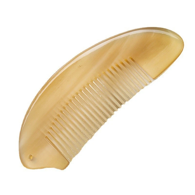 Natural White Buffalo Horn Long Hair, Portable Massage Comb