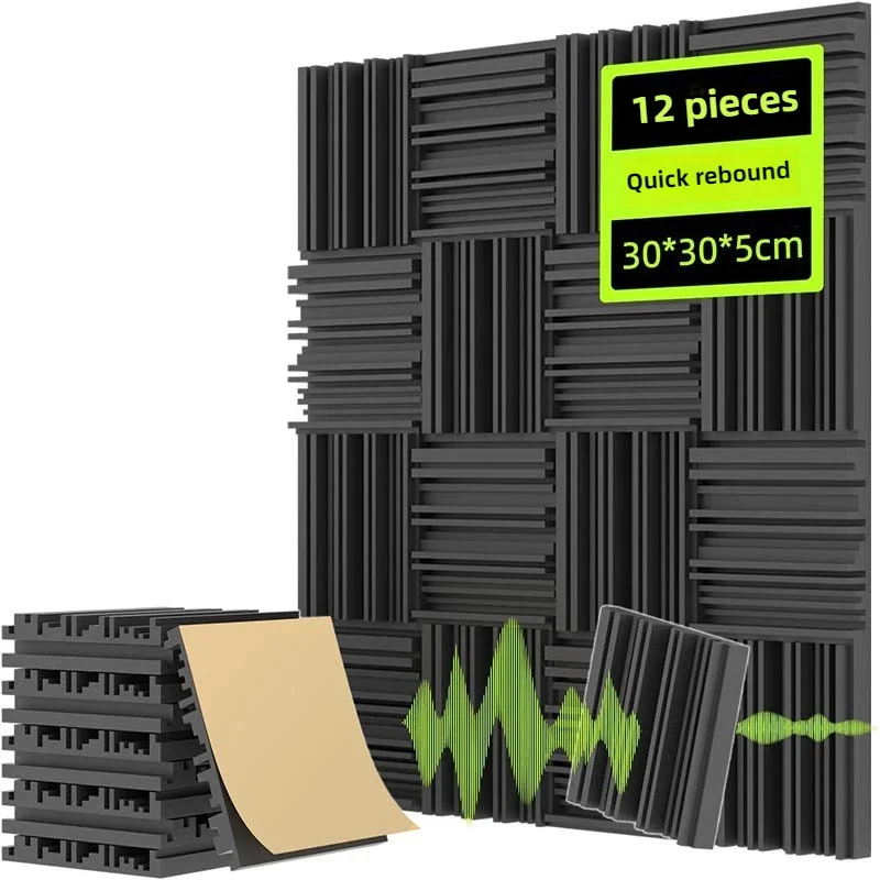 

Room Decoration12PCS Studio-Grade Soundproof Foam Kit - 25mm Thick Self-Adhesive Panels With Flame Certification (Black/Grey)