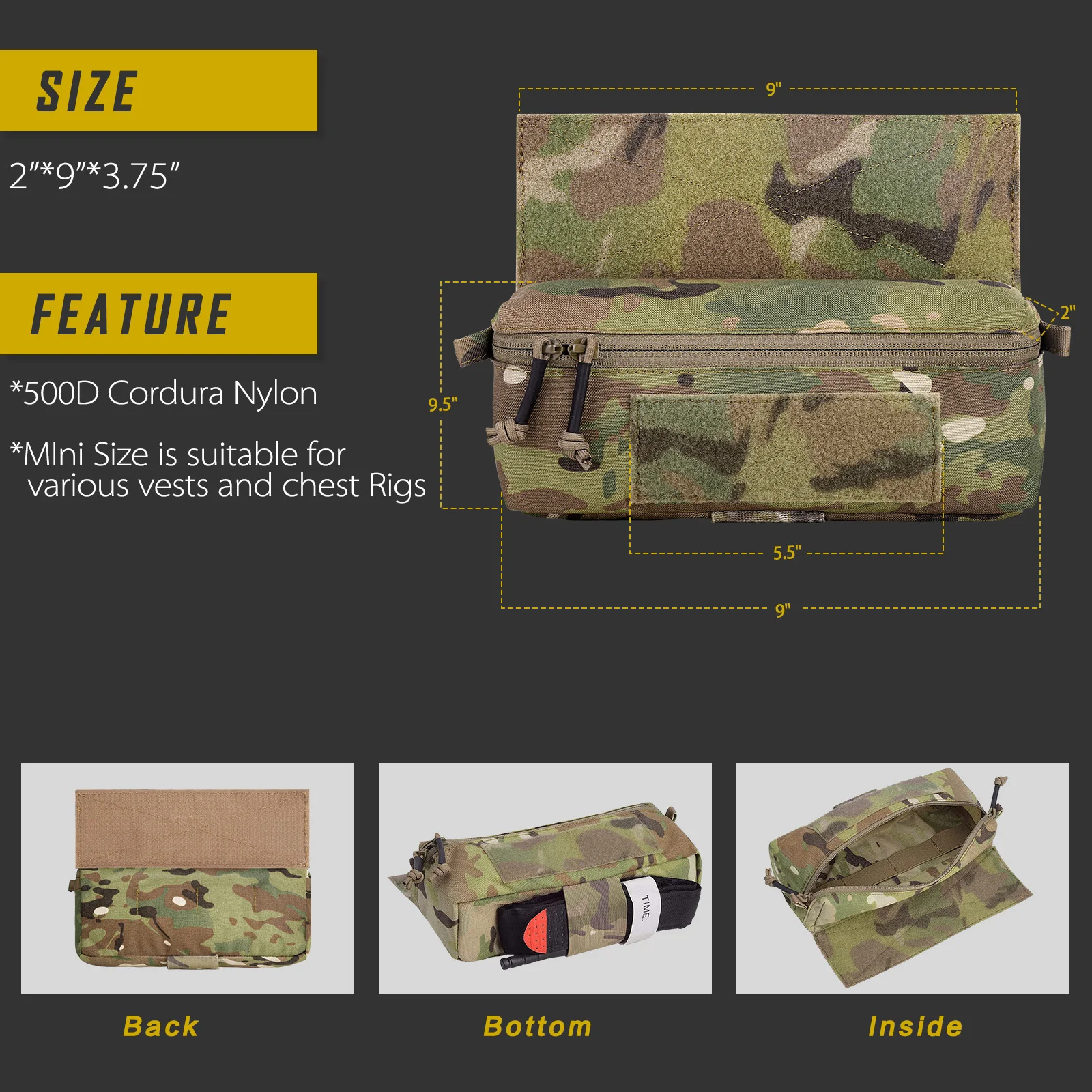 KRYDEX Tactical Mini Dangler Drop Dump Pouch Abdominal Carrying General Purpos Fanny Kit Pack Storage Tool Bag for Plate Carrier
