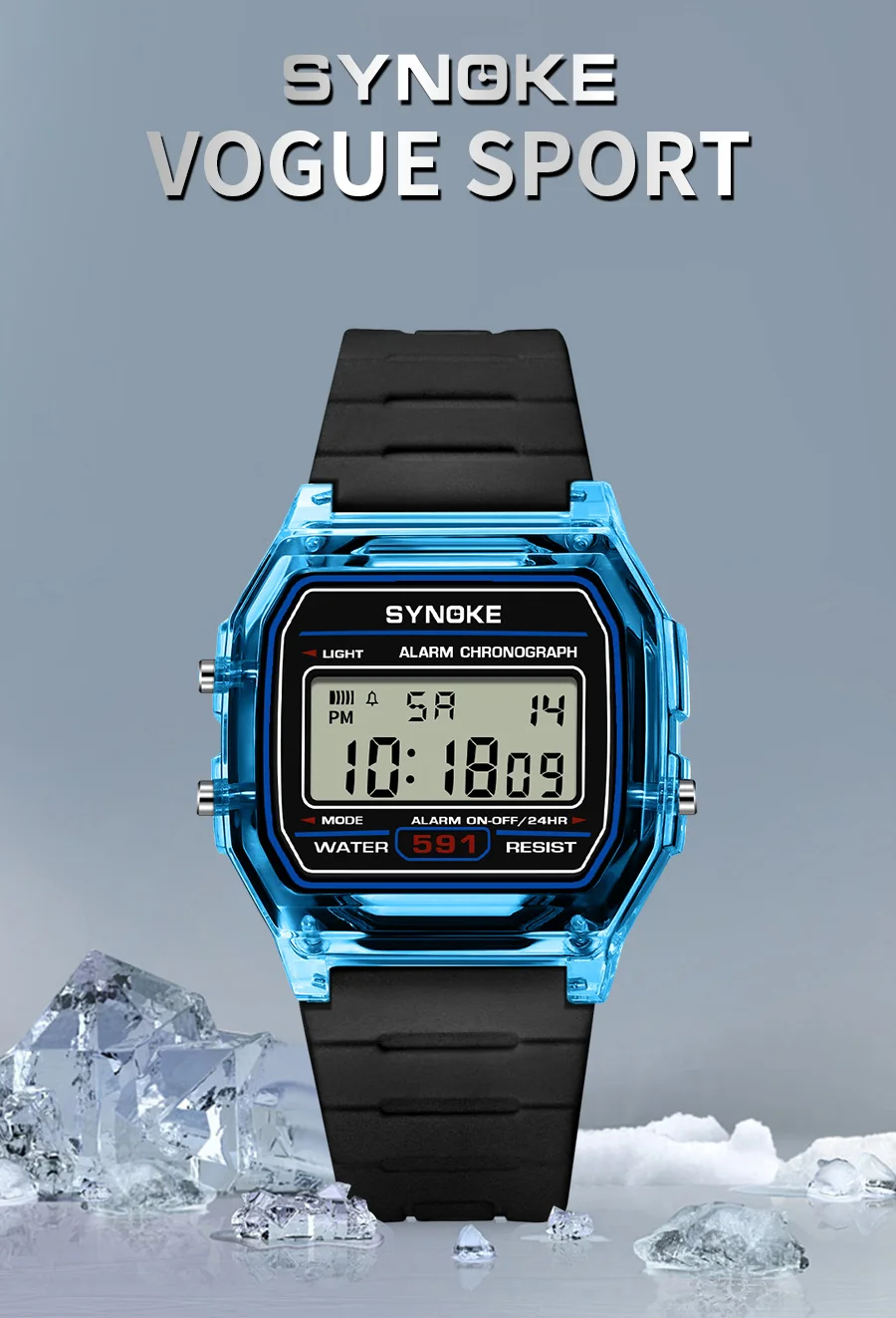 SYNOKE Student Digitaluhr Unisex Sportuhr Multifunktions Sport Wasserdicht Leuchtende LED Klassische Uhr für Männer und Frauen – Detail 1