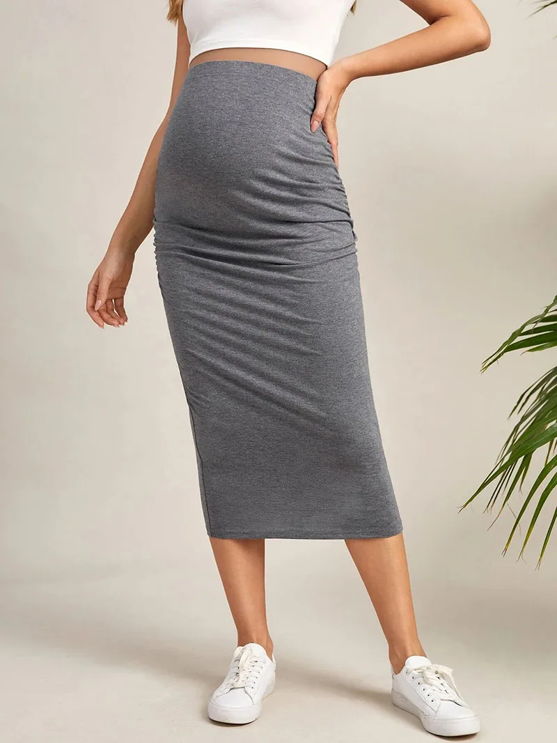 

Summer Maternity Pencil Skirts Super Elastic Waist Support Belly Clothes for Pregnant Women Hot Back Splits Pregnancy