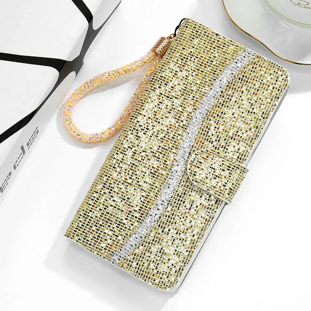 For Coque Samsung A54 A55 A35 A15 A34 A 24 5G Book Case Bling Sparkle Wallet Funda Samsung Galaxy A24 A14 A04S A04 35 A 54 34 55