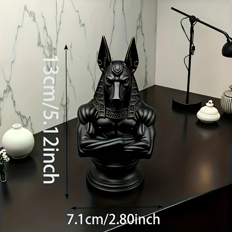 3D‑Printed Anubis Statue, Egyptian Mythology Figurine, Art Decor for Desktop, Entrance, Living‑Room and TV Cabinet