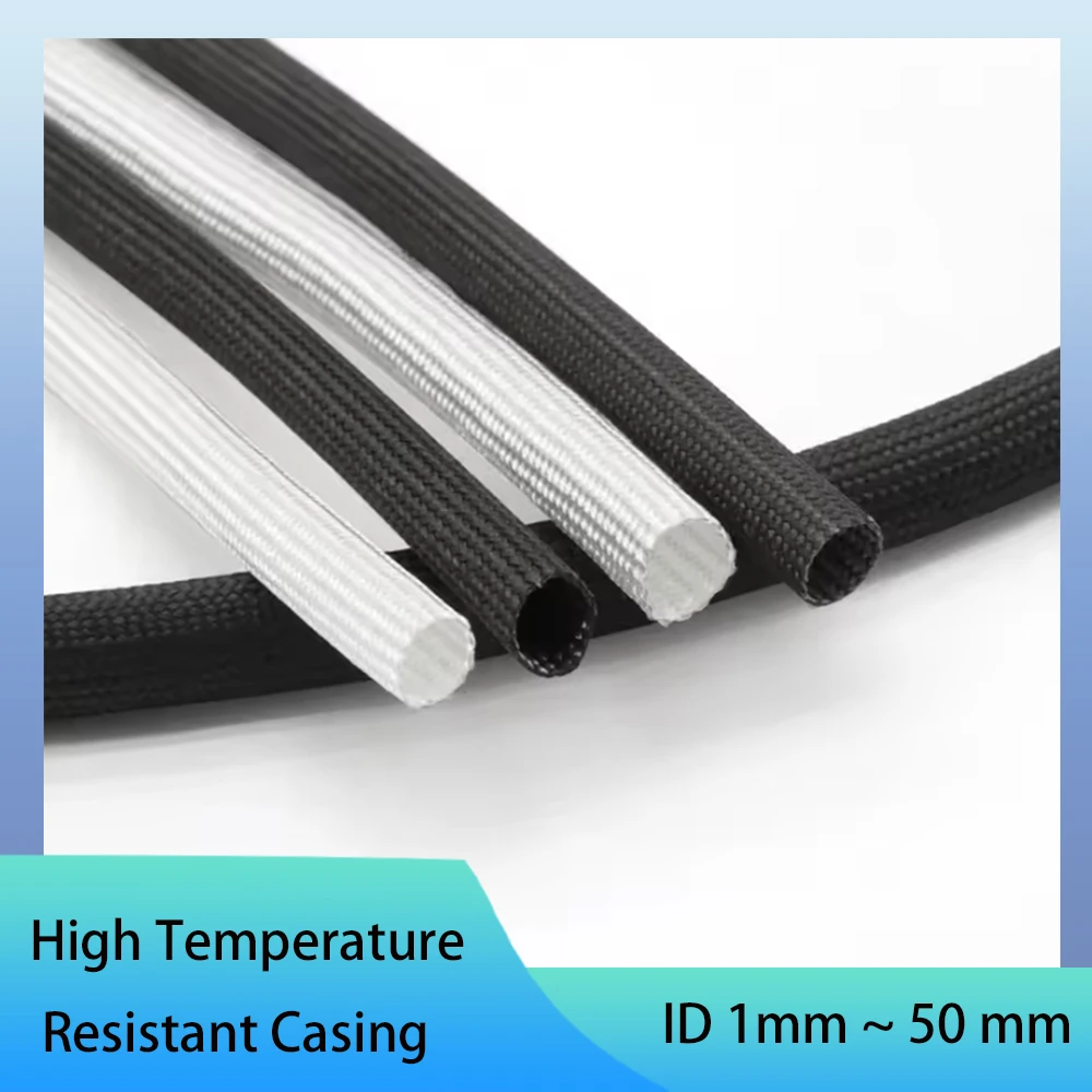 1/2/5Meters ID 1mm ~ 50 mm Braided Fiberglass Sleeve 600 Deg.C High Temperature Chemical Glass Fiber Tube Fiberglass Sleeving