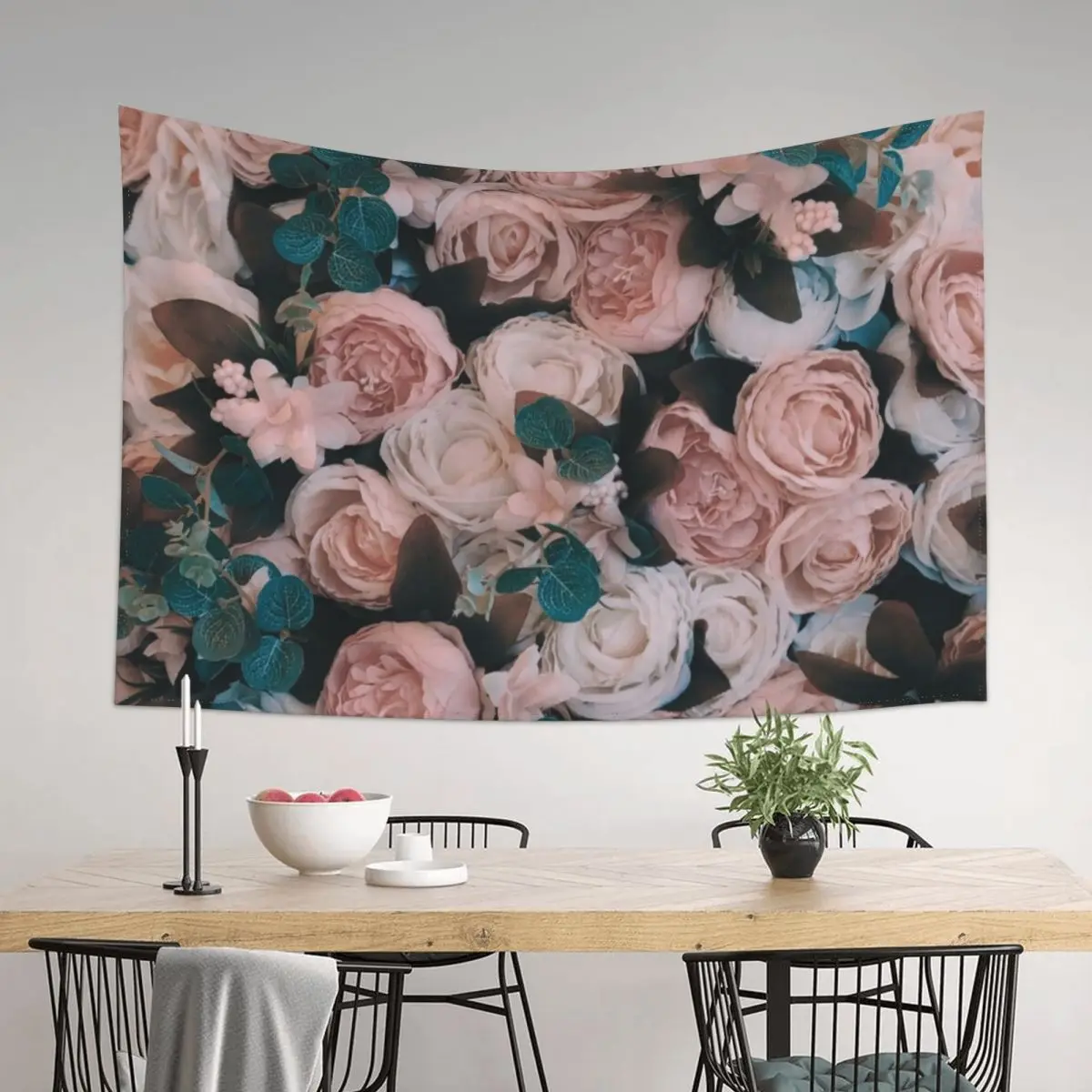 

Roses in Soft Pinks and Greens Tapestry Carpet On The Wall Art Mural Room Decoration Accessories Tapestry