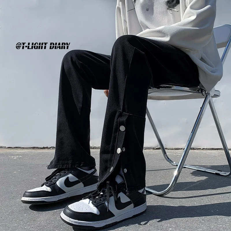 

Мужские джинсы American High Street в стиле хип-хоп, повседневные, с небольшим стрейчем, средней посадкой, свободные, прямого кроя