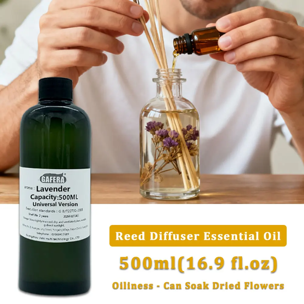 GAFERA 500ml(16.9 fl.oz) Lavender/Cedar Essential Oil - For Reed Diffuser & Flameless Aromatherapy, Diffuser Replenish Aroma Oil